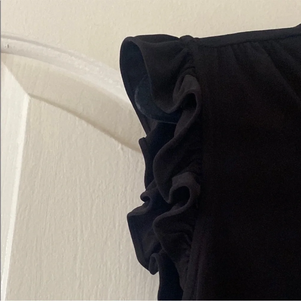Calvin Klein Black Ruffled Tie Front Blouse. Blouse S - Picture 5 of 9